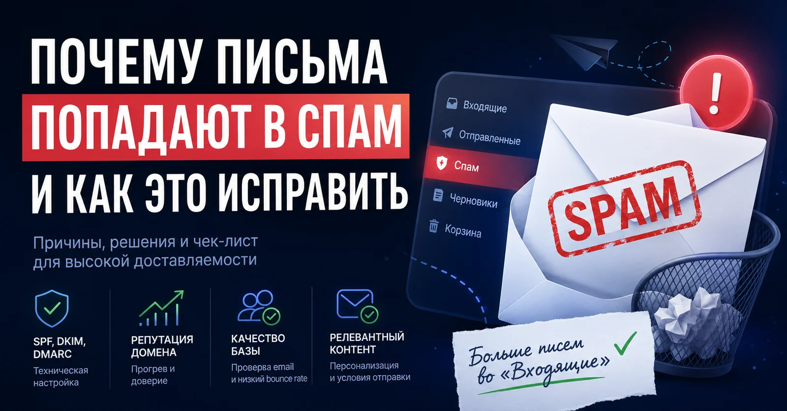 Основные причины, почему письма уходят в спам